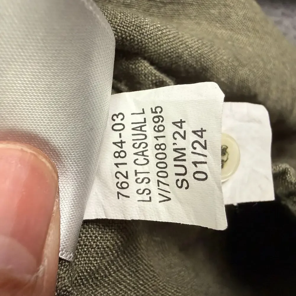 Banana Republic Shirt Mens S Green Long Sleeve 100% Linen Button Up Summer